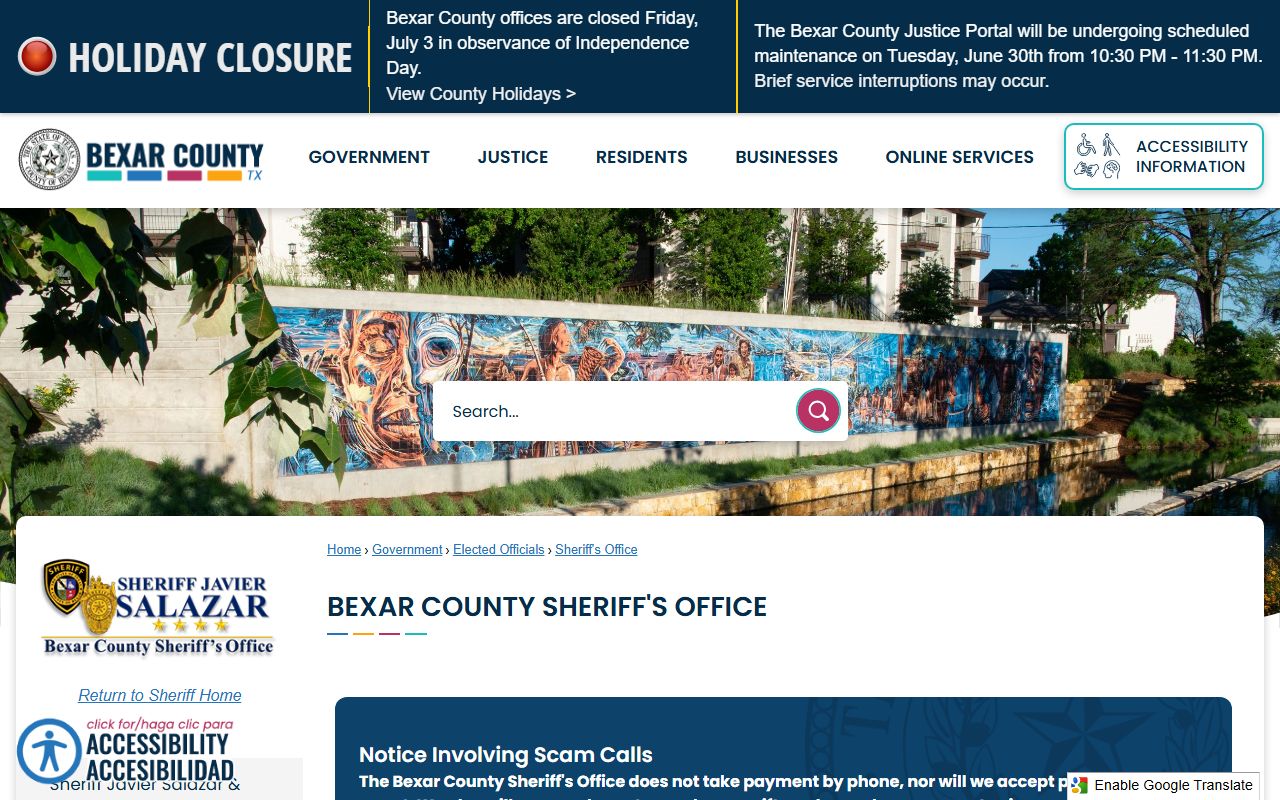Bexar County Sheriff's Office official homepage